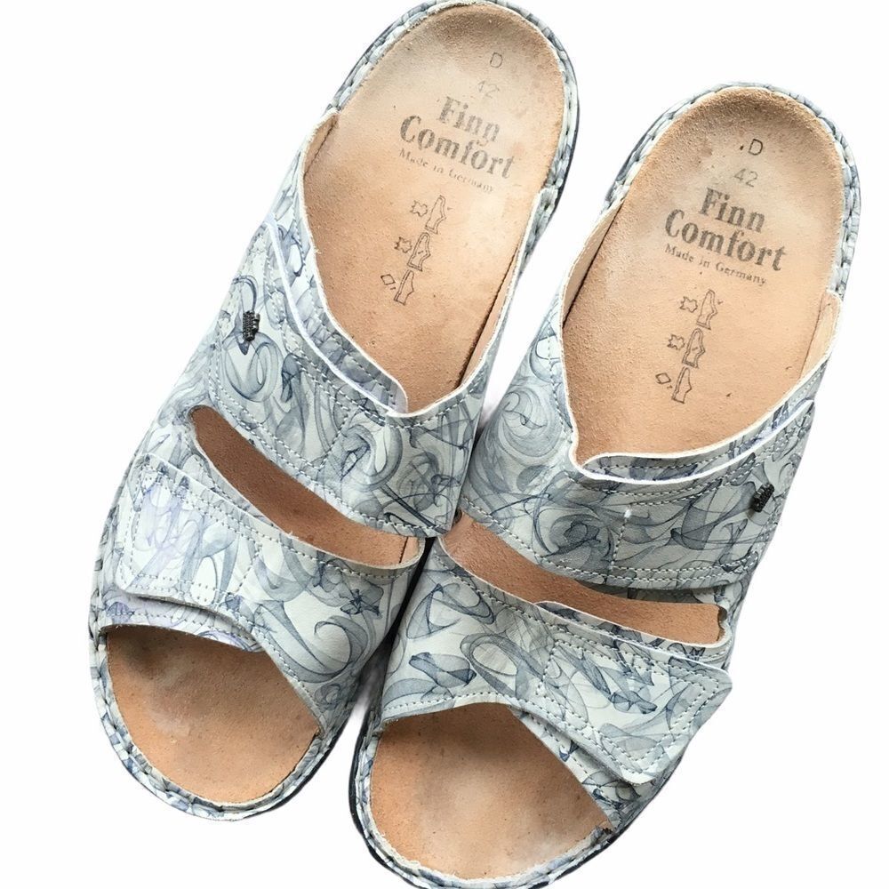 FINN COMFORT SHOES Slip On Leather Jamaica Wedge Sandal Print 42